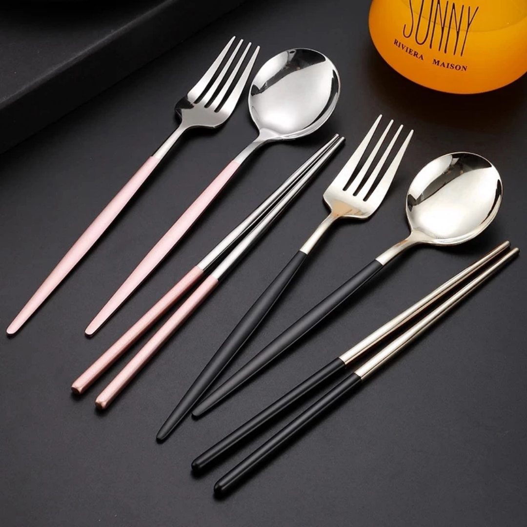 Travora | 4-Piece Stainless Steel Travel Cutlery Set with Box