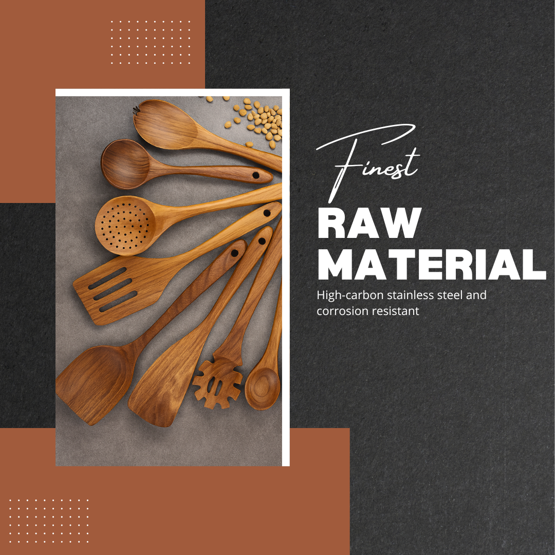 Acarno | 9-Piece Acacia Wood Kitchen Utensil Set