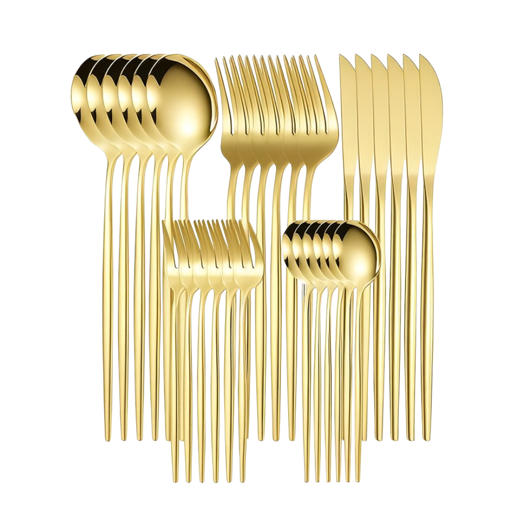 Gildora | 30-Piece Golden Stainless Steel Cutlery Set