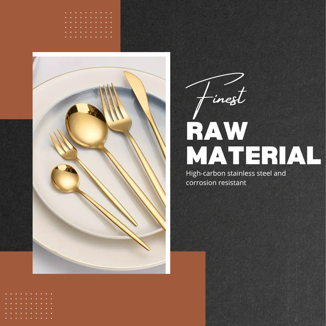 Gildora | 30-Piece Golden Stainless Steel Cutlery Set