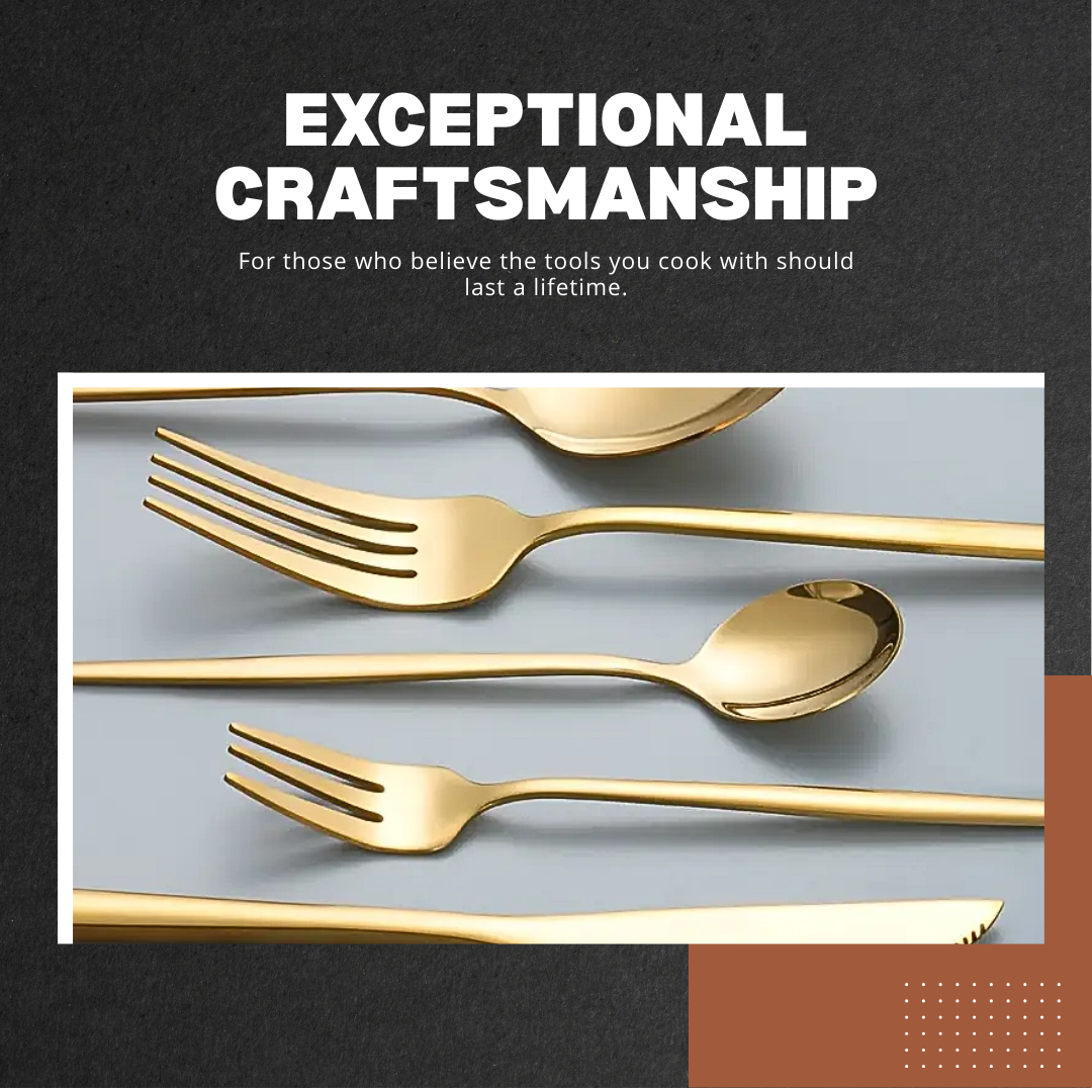 Gildora | 30-Piece Golden Stainless Steel Cutlery Set