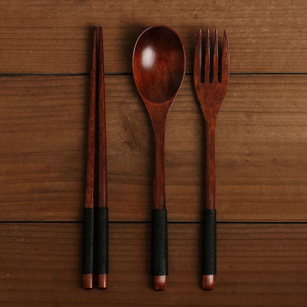 EcoWoodie | 3‑Piece Handmade Wooden Dinner Set