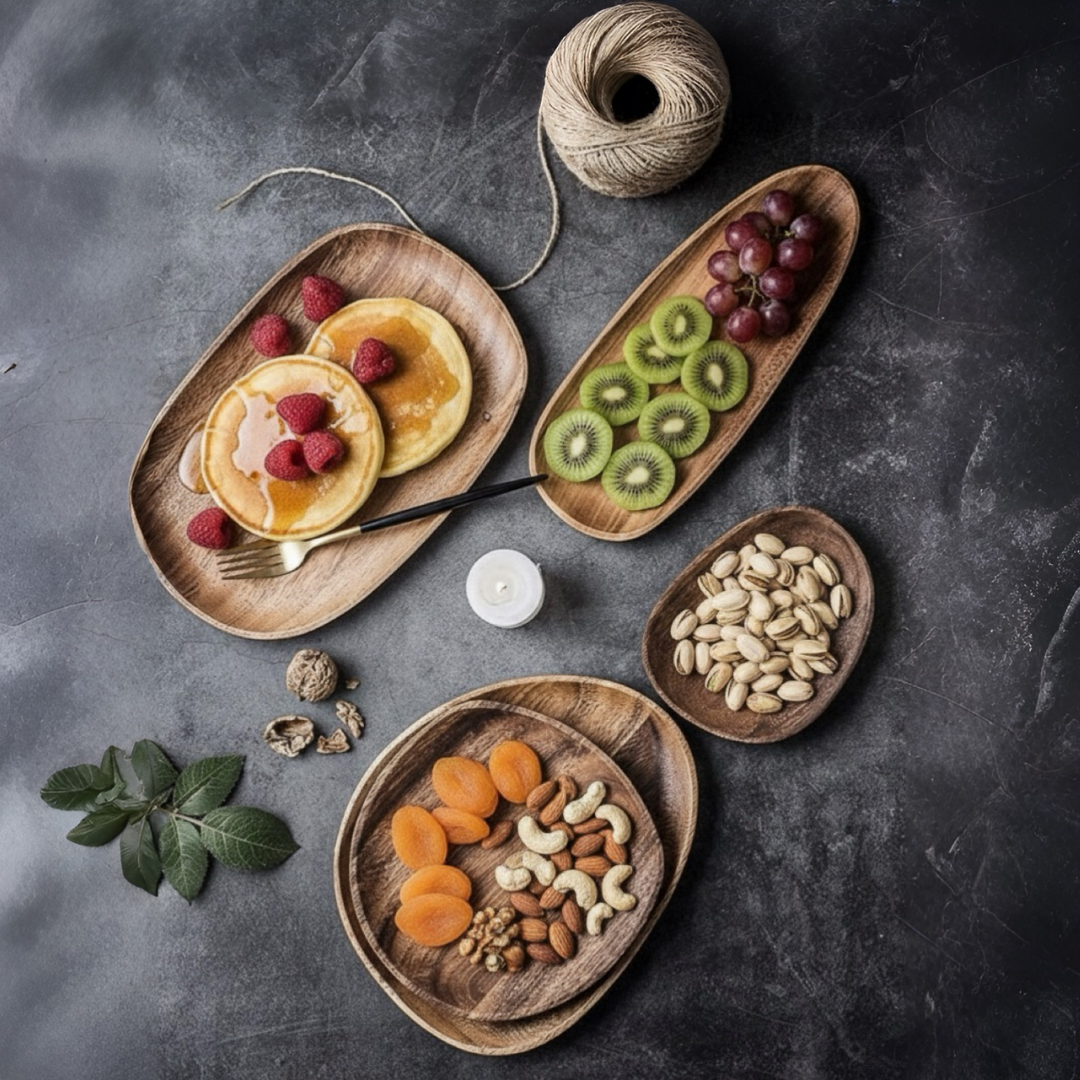 Solvara | Acacia Wood Plate Set