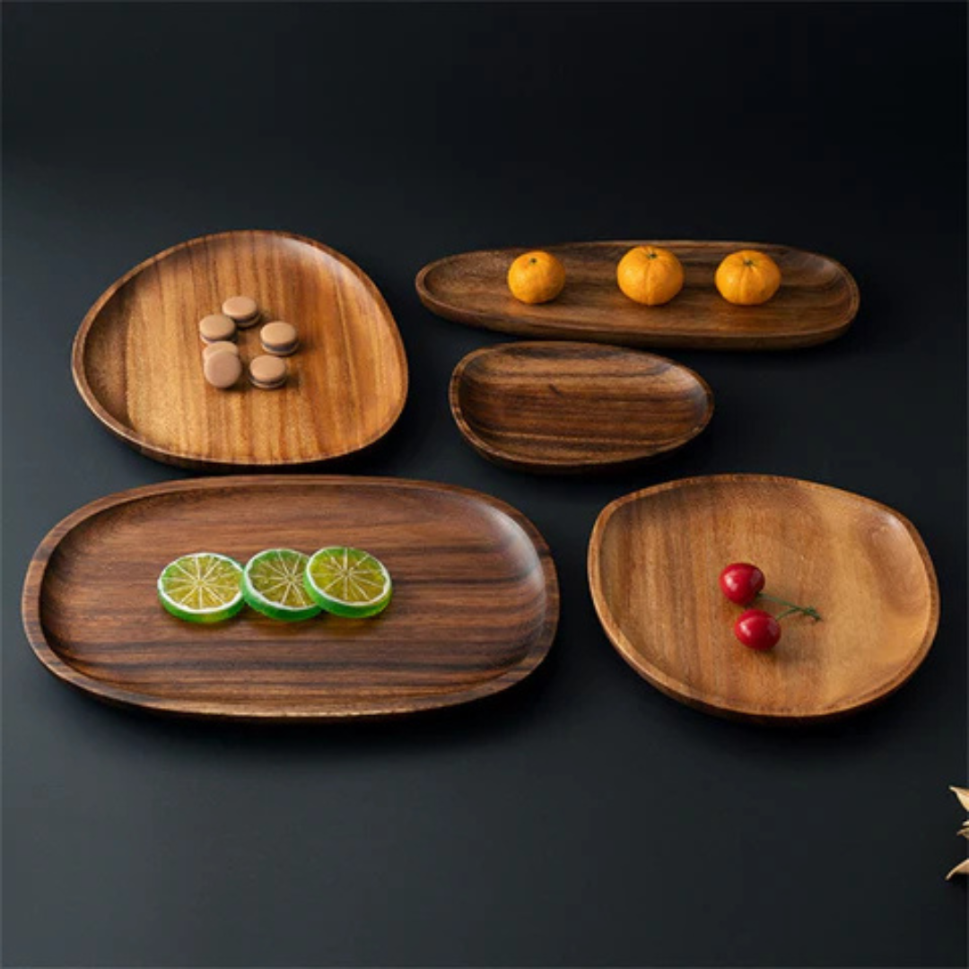 Solvara | Acacia Wood Plate Set