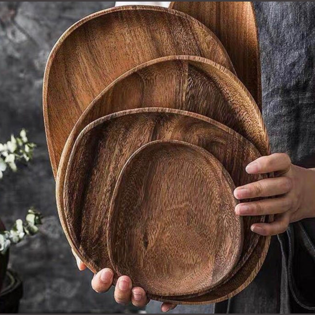 Solvara | Acacia Wood Plate Set