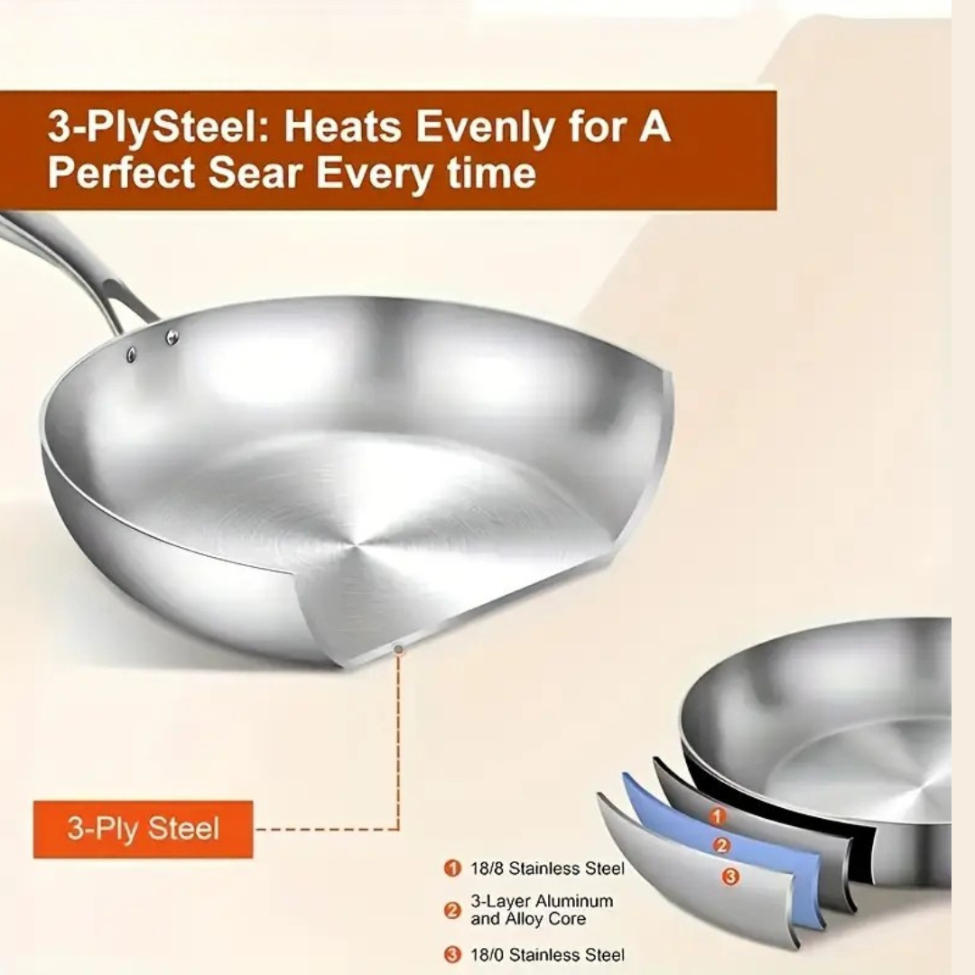 Veritas | 3-Piece Tri-Ply Stainless Steel Cookware Set