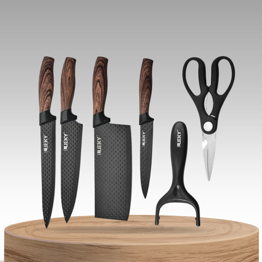 CulinWood | Compact Wooden-Handled High-Carbon Knife Set
