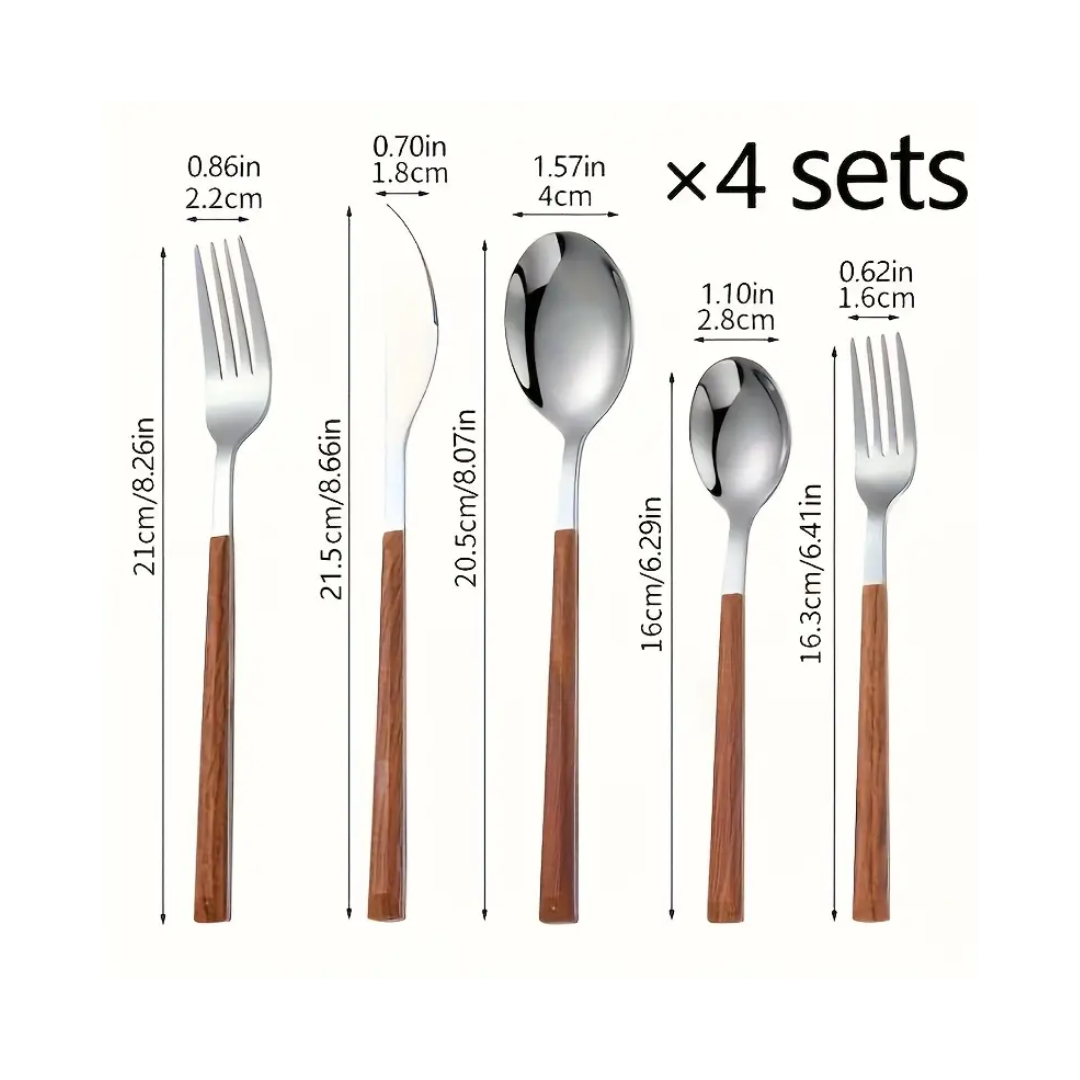 WoodFinesse | Luxe Stainless Flatware with Wood-Grain Handle