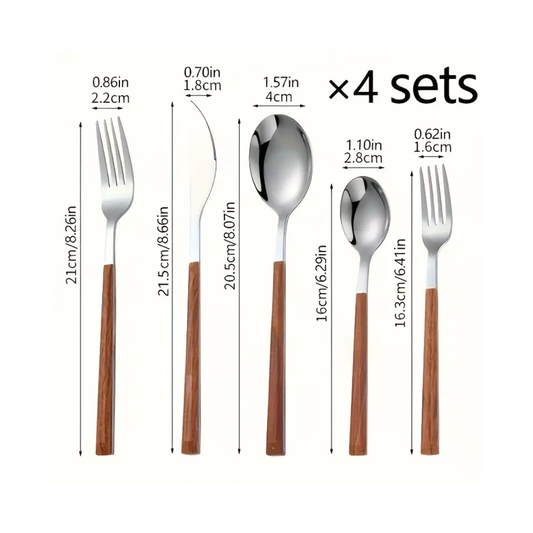 WoodFinesse | Luxe Stainless Flatware with Wood-Grain Handle
