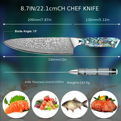 Kyzeno | Damascus Steel Chef Knife
