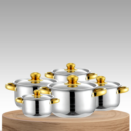 Cuisvara | 5-Piece Stainless Steel Cookware Set with Lids