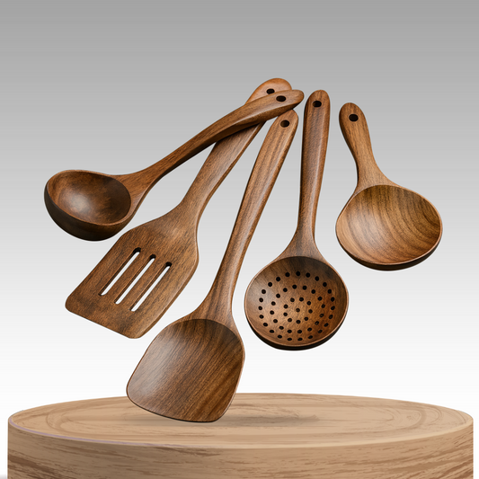 Tevara | 5-Piece Teak Wood Kitchen Utensil Set
