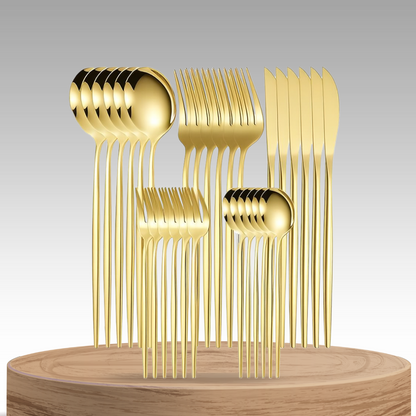 Gildora | 30-Piece Golden Stainless Steel Cutlery Set