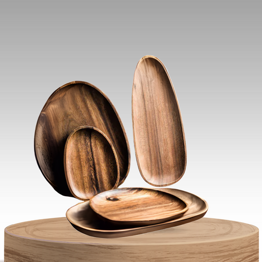 Solvara | Acacia Wood Plate Set