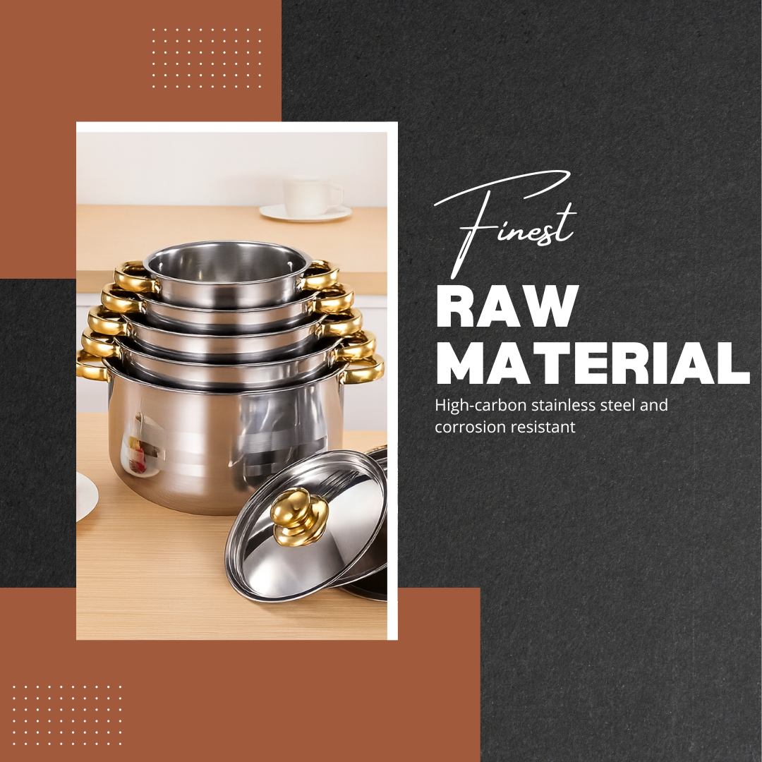 Cuisvara | 5-Piece Stainless Steel Cookware Set with Lids