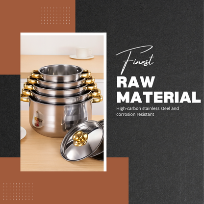 Cuisvara | 5-Piece Stainless Steel Cookware Set with Lids