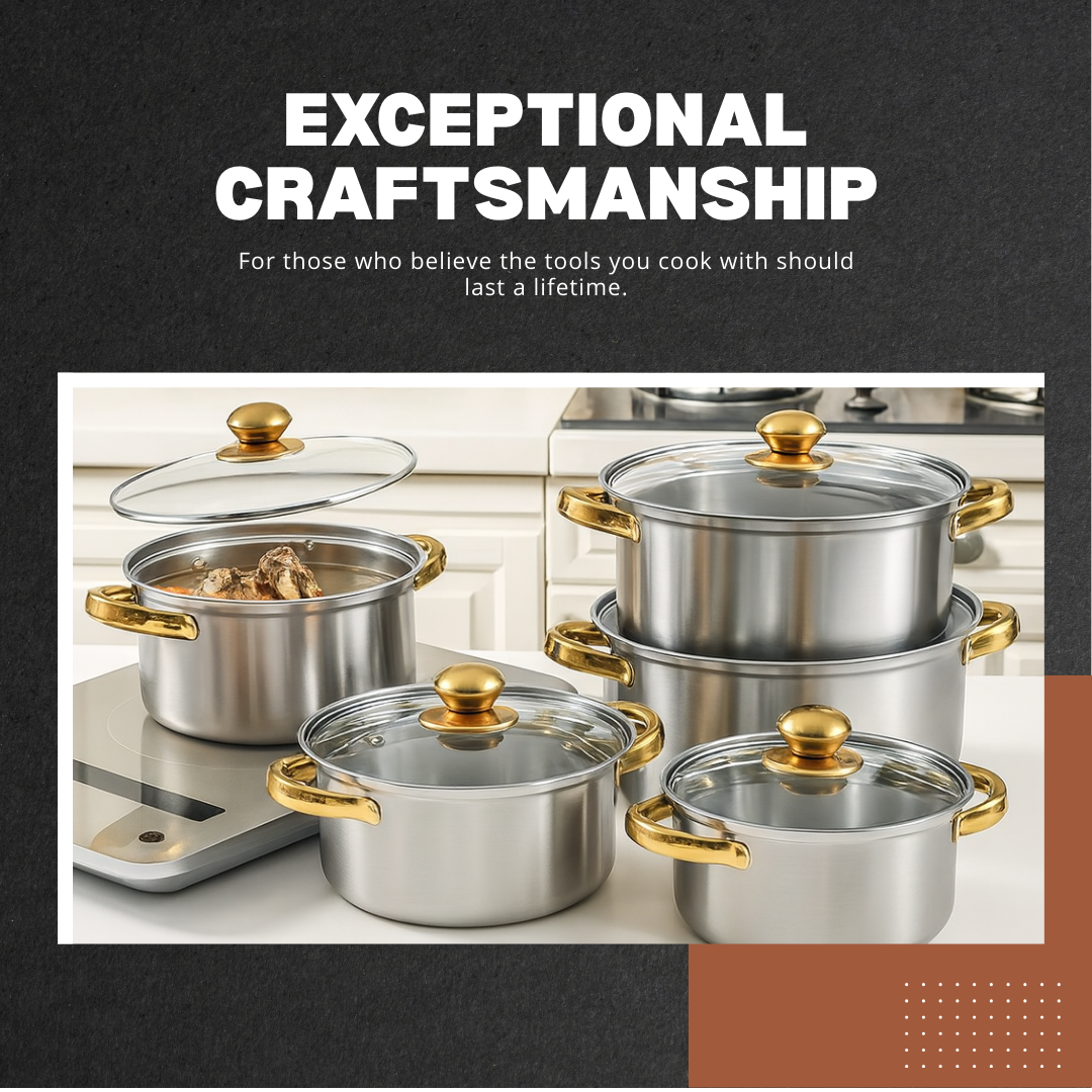 Cuisvara | 5-Piece Stainless Steel Cookware Set with Lids