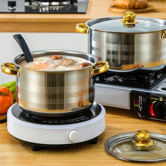 Cuisvara | 5-Piece Stainless Steel Cookware Set with Lids