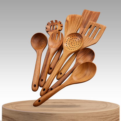 Acarno | 9-Piece Acacia Wood Kitchen Utensil Set