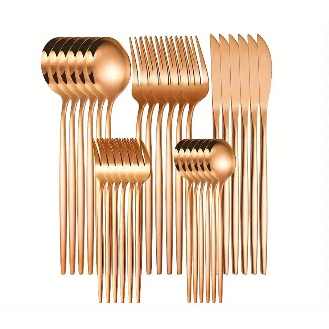 Gildora | 30-Piece Golden Stainless Steel Cutlery Set