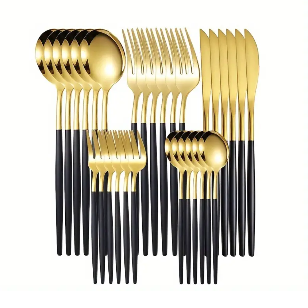 Gildora | 30-Piece Golden Stainless Steel Cutlery Set