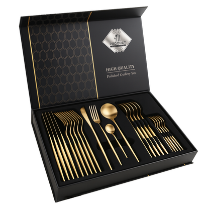 ElegantDine | 24-Piece Western Flatware Set - Luxury Stainless Steel Cutlery