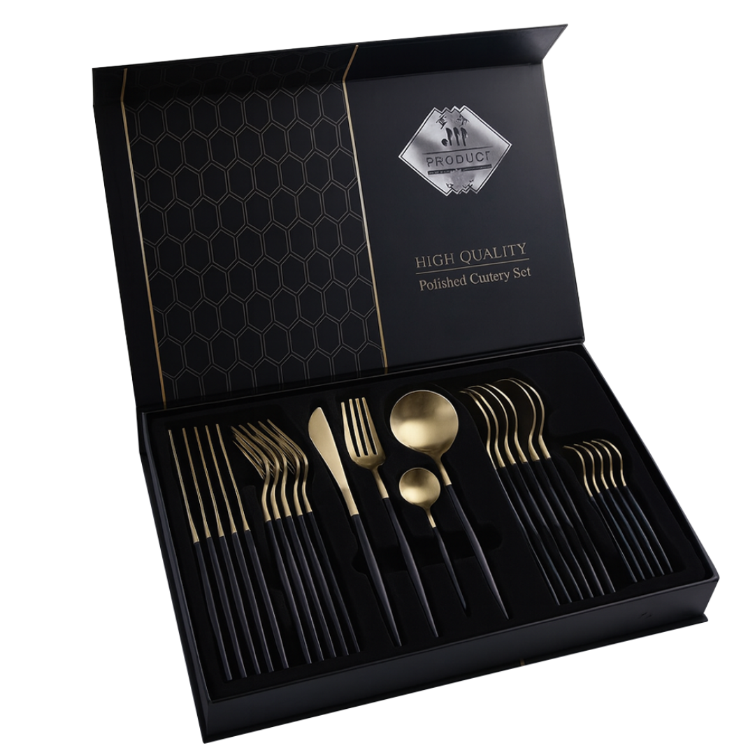 ElegantDine | 24-Piece Western Flatware Set - Luxury Stainless Steel Cutlery