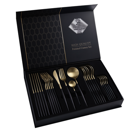 ElegantDine | 24-Piece Western Flatware Set - Luxury Stainless Steel Cutlery
