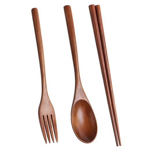 EcoWoodie | 3‑Piece Handmade Wooden Dinner Set