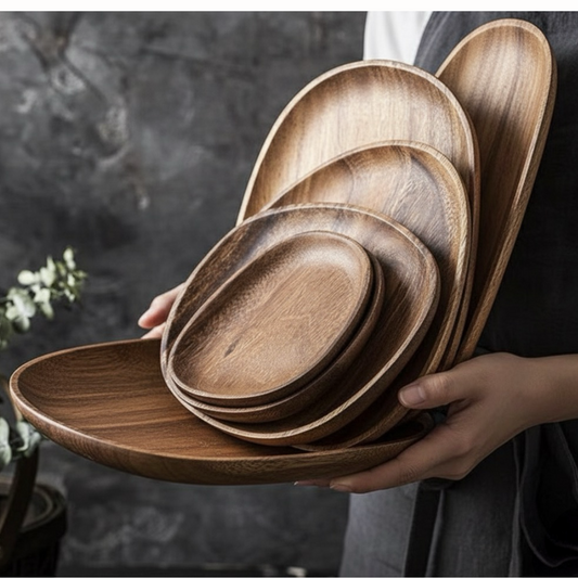 Solvara | Acacia Wood Plate Set