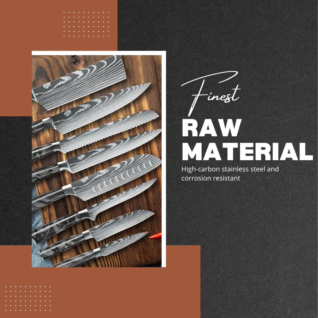 Novara | 8-Piece Portable Stainless Steel Kitchen Knife Set