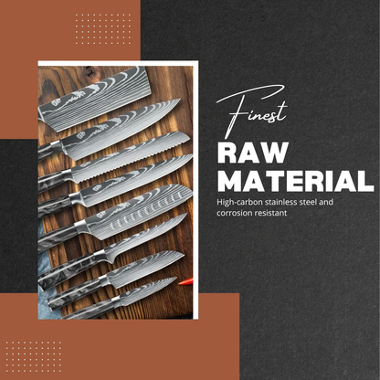 Novara | 8-Piece Portable Stainless Steel Kitchen Knife Set